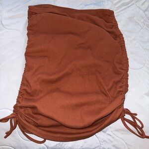 Rust Orange Ruched Side Tie Mini Skirt